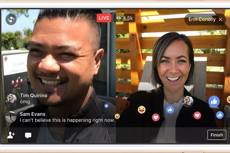 Facebook Live bisa dipakai siaran langsung oleh dua akun berbeda.