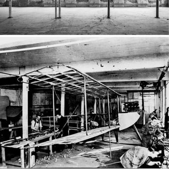 Tampilan pabrik A.V. Roe and Company (Avro) saat Perang Dunia II. Pabrik  ini dulunya merupakan tempat perakitan pesawat terbang Lancaster Bomber
