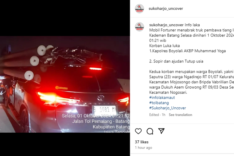 Kata Polda Jateng soal Kapolres Boyolali Meninggal Usai Kecelakaan di Tol Batang