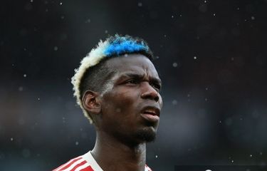 Paul Pogba saat Man United uji coba melawan Everton dalam laga pramusim 2021-2022.
