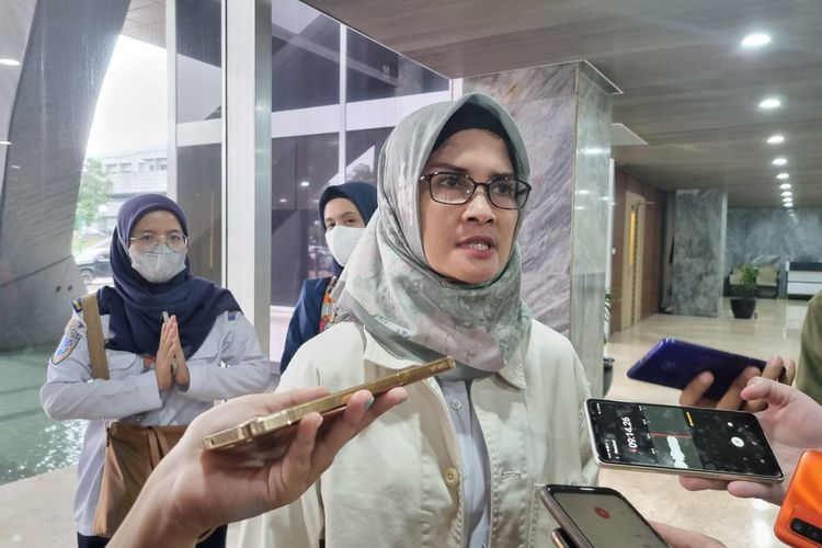 Juru Bicara Kementerian Perhubungan Adita Irawati saat ditemui di Gedung DPR, Jakarta, Rabu (24/5/2023).