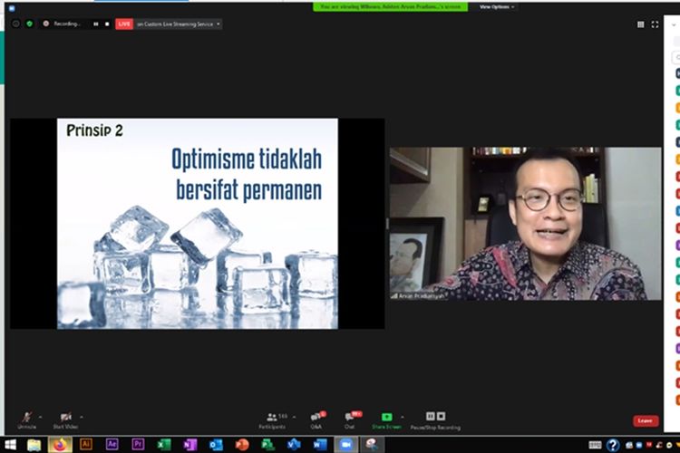 Kepala Pusat Pengembangan Sumber Daya Manusia Aparatur (PPSDMA) Edi Susetyo Prabowo menyampaikan sambutan pada Webinar One Hour University (OHU) ke-8 dengan topik ?Installing Optimism?, Kamis (16/7/2020).