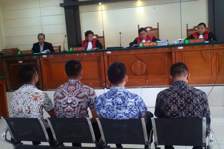 Empat terdakwa penganiayaan taruna Akpol divonis bersalah di Pengadilan Negeri Semarang, Rabu (13/12/2017)