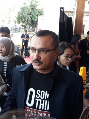 Juru bicara Badan Pemenangan Nasional pasangan Prabowo Subianto-Sandiaga Uno (BPN) Ferdinand Hutahaean di Hotel Sultan, Jakarta, Minggu (17/2/2019).