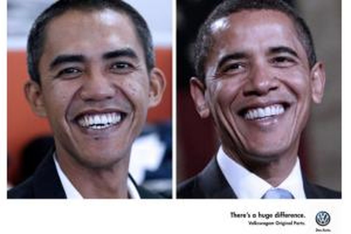 Ilham Anas (kiri) disandingkan dengan Barrack Obama di iklan VW sebagai tugas kuliah.
