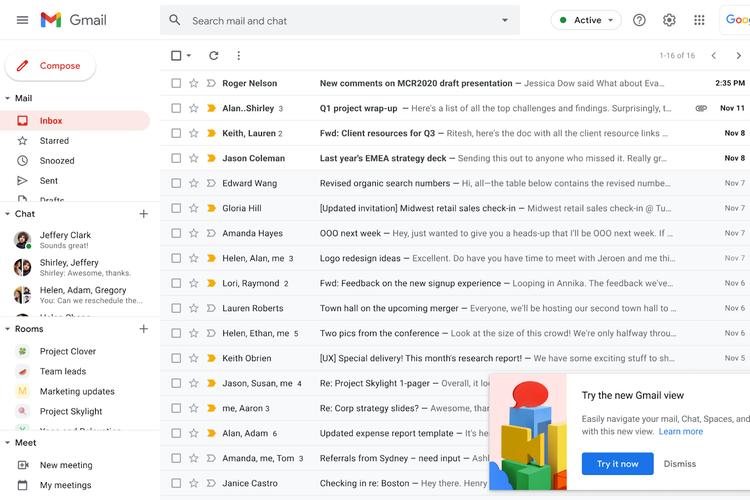 Tampilan Gmail versi lama (Sumber: Google)