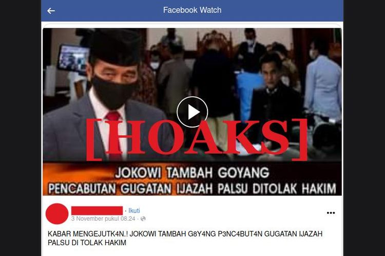 [HOAKS] Hakim Tolak Cabut Gugatan Terkait Ijazah Palsu Jokowi