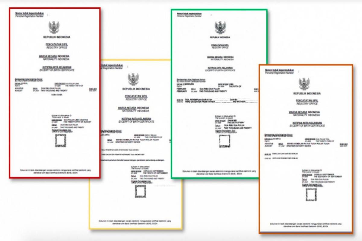 Jenis-jenis akta kelahiran di Indonesia.