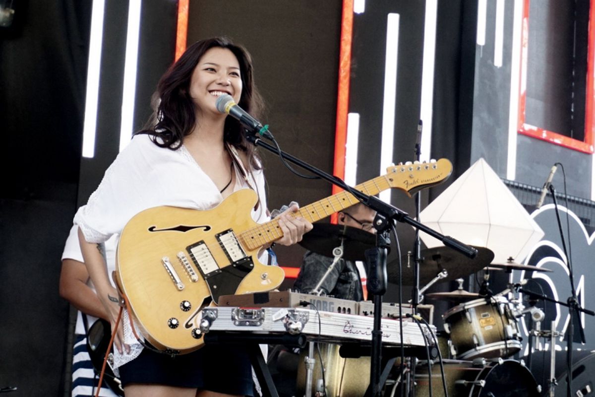 Vokalis Danilla tampil di Slim Refine Stage, Garuda Wisnu Kencana (GWK), Bali, Minggu (9/9/2018). 