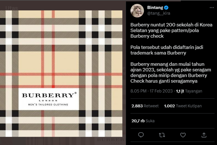 Tangkap layar motif Burberry Check