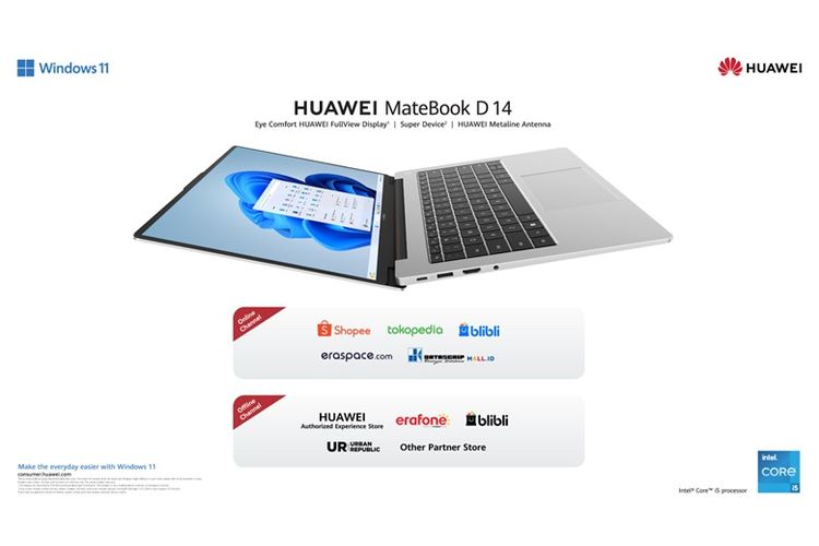 HUAWEI MateBook D 14 2024 dapat dibeli di sejumlah platform e-commerce. 