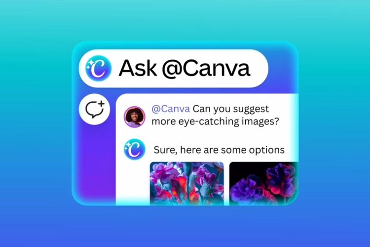 Fitur Ask @Canva memungkinkan pengguna menandai alias mention ?@Canva? di dalam proyek mereka untuk meminta saran, meminta mengubah atau menambahkan  judul/elemen/gambar, hingga menyempurnakan desain.