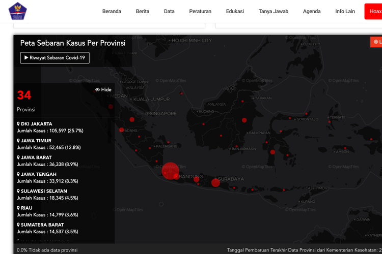 Peta sebaran virus corona di indonesia