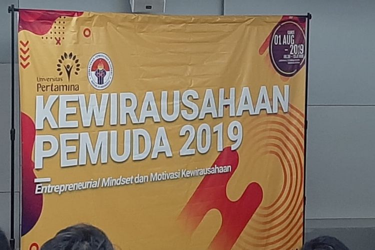 Kuliah umum dengan tema Kewirausahaan Pemuda 2019 di Universitas Pertamina, Jakarta, Kamis (1/8/2019).