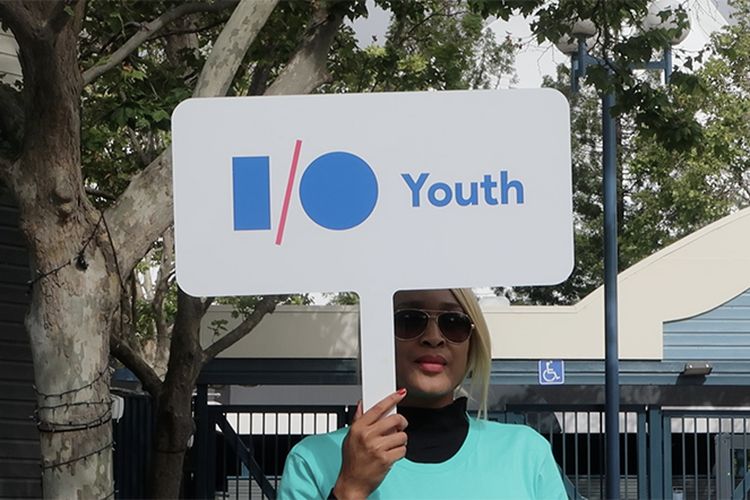 Suasana pengambilan badge Google I/O 2017 di Shoreline Amphitheatre, Mountain View, AS.