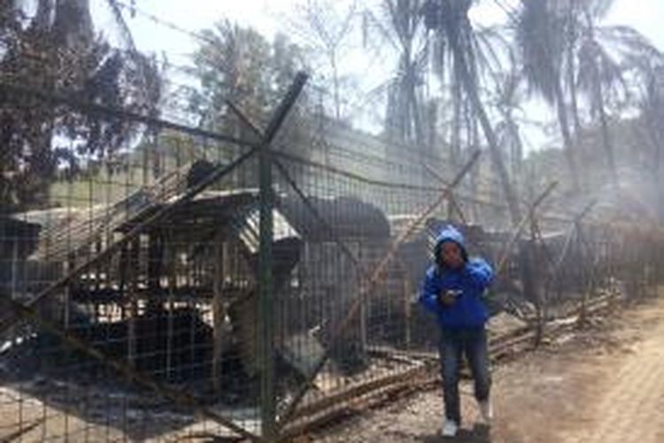 Fasilitas PT BSI yang terbakar karena aksi warga tolak tambang di Gunung Tumpang Pintu Kecamatan Pesanggaran Kabupaten Banyuwangi.