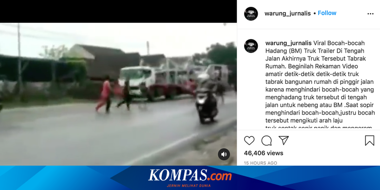 Bahaya, Video Sekumpulan Bocah Hadang Truk Hingga Tabrak Rumah