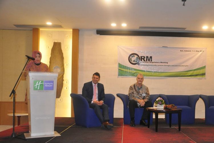 Kepala Badan Karantina Pertanian, Banun Harpini, membuka The 10th Quarantine Regulators Meeting (QRM) di Bali, Rabu (9/5/2018)