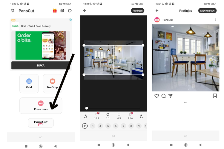 Ilustrasi cara crop foto dengan Panorama 