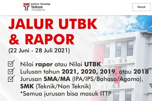 Institut Teknologi Telkom Buka Pendaftaran S1 Jalur Rapor-UTBK Tanpa Tes