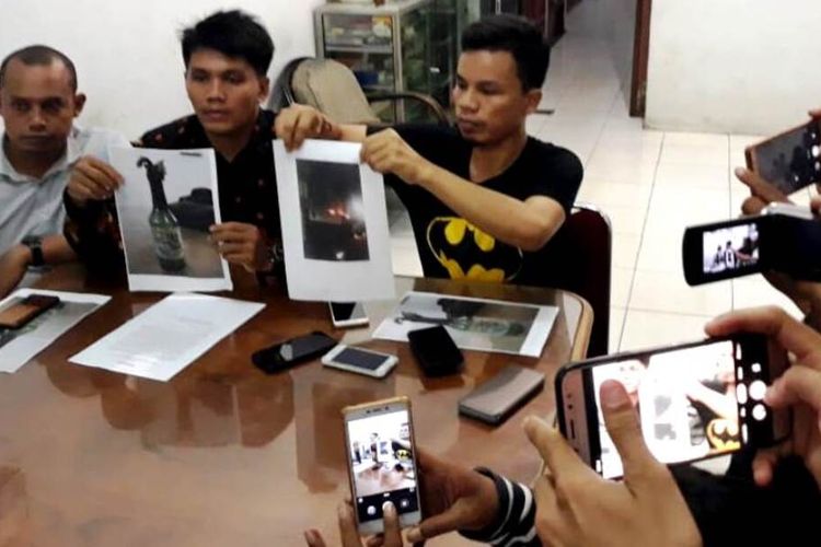 Konfrensi pers kasus pelemparan bom molotov yang terjadi di kantor LBH Medan pada Sabtu (19/10/2019)