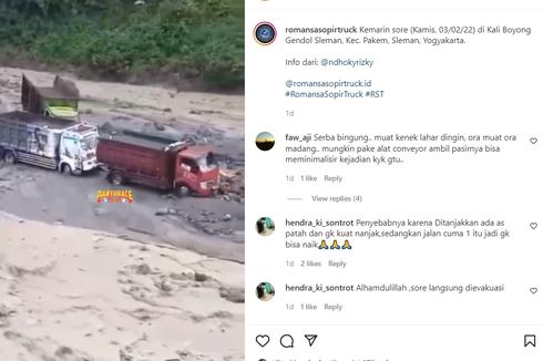 Viral, Video Puluhan Truk Terjebak di Kali Boyong, Apa yang Terjadi?