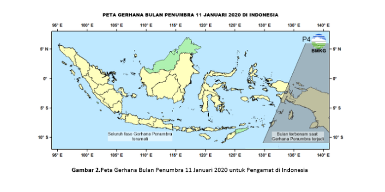 Peta gerhana bulan penumbra 11 januari 2020