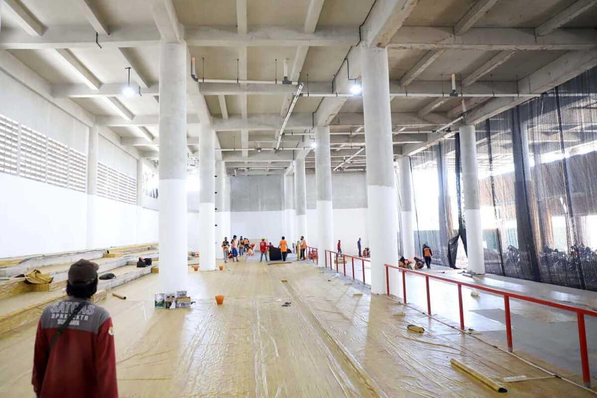 Proses Pengerjaan RS Lapangan Tembak Surabaya Untuk Tangani Pasien Covid-19 Sudah Mencapai 90 Persen, Selasa (6/7/2021).