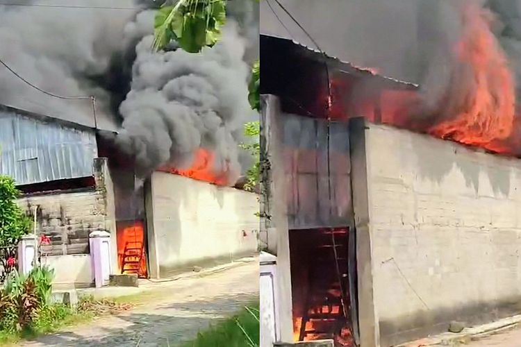 Mesin Penggiling Limbah Kasur Meledak, Gudang Mebel di Lampung Timur Ludes Terbakar