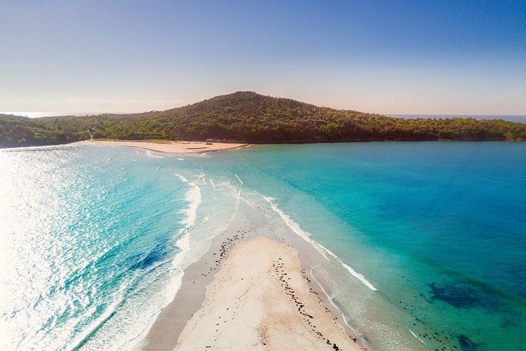 Pantai di Port Stephens, New South Wales, Australia. 