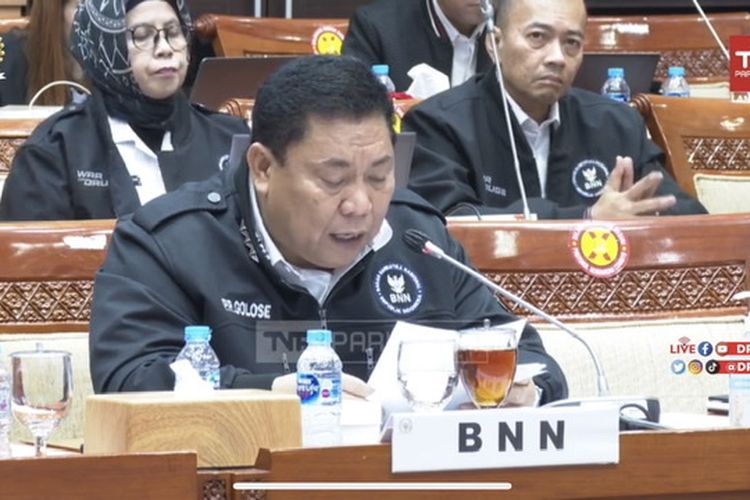 Kepala Badan Narkotika Nasional (BNN) Komjen Petrus Reinhard Golose dalam rapat kerja bersama Komisi III DPR RI di Kompleks Parlemen Senayan, Jakarta, Rabu (18/1/2023). 
