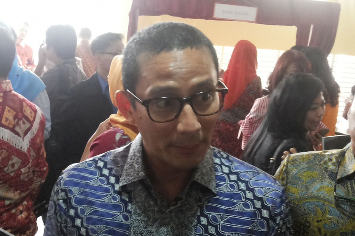 Wakil gubernur terpilih DKI Jakarta Sandiaga Uno saat ditemui di Kampus Universitas Indonesia, Depok, Jumat (7/7/2017).