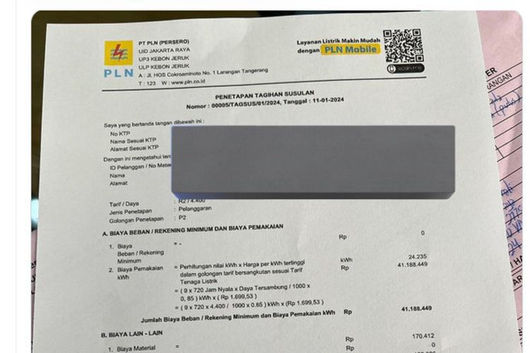 Tangkapan layar media sosial X (dulu Twitter) diramaikan oleh unggahan mengenai curhatan pengunggah yang mendapatkan tagihan listrik susulan sebesar Rp 41 juta dari PLN setelah kegiatan P2TL.