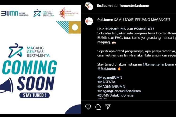 Kementerian BUMN dan FHCI bakal membuka Program Magenta yang dapat diikuti oleh pelajar, santri, mahasiswa, termasuk fresh graduate.