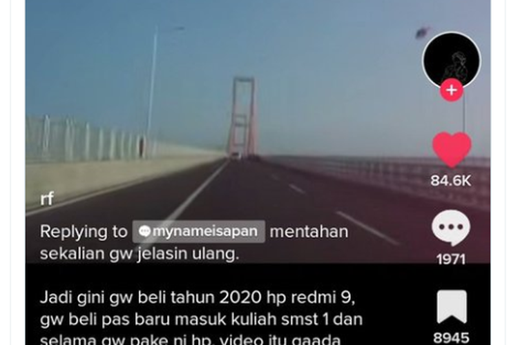 Tangkapan layar twit soal video viral Jembatan Suramadu 2008