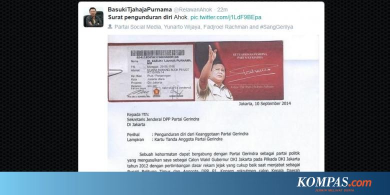Ahok Tak Tahu Penyebar Surat Pengunduran Dirinya Ke Medsos