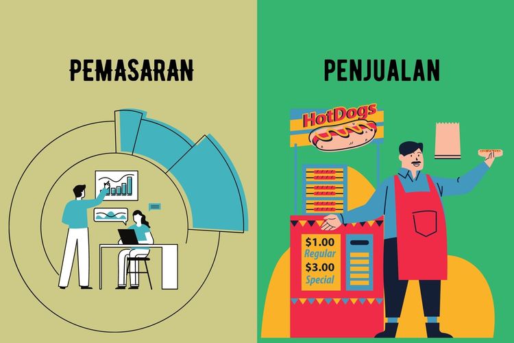 Ilustrasi perbedaan pemasaran dan penjualan