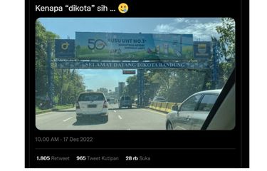 Viral unggahan foto penulisan gapura di Kota Bandung yang tidak sesuai kaidah Bahasa Indonesia