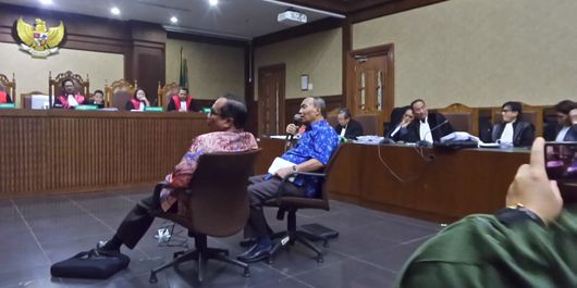 Mantan Direktur Pengelolaan Informasi dan Administrasi Ditjen Dukcapil Kemendagri, Sugiharto, menjadi saksi di Pengadilan Tipikor Jakarta, Kamis (25/1/2018).