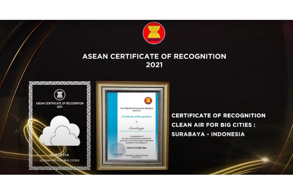 Kota Surabaya dinobatkan menjadi kota besar dengan udara terbersih di seluruh ASEAN.