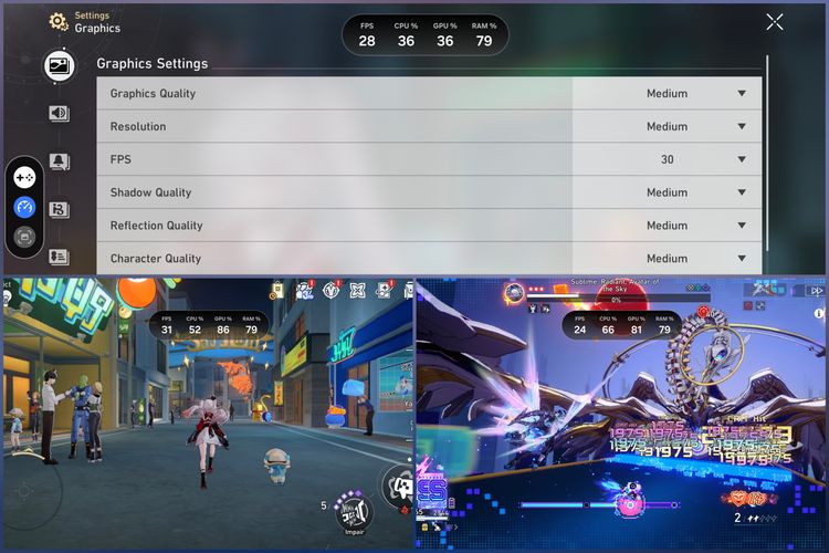 Samsung Galaxy A57 5G memainkan game Honkai Star Rail.