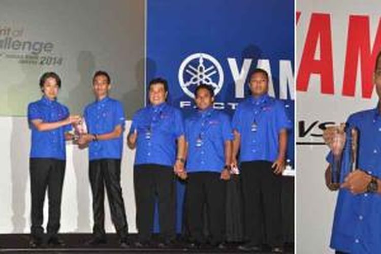 Sigit PD (Yamaha Yamalube TDR FDR NHK Yonk Jaya) menerima penghargaan Yamaha Rider Award 2014 di Malaysia.
