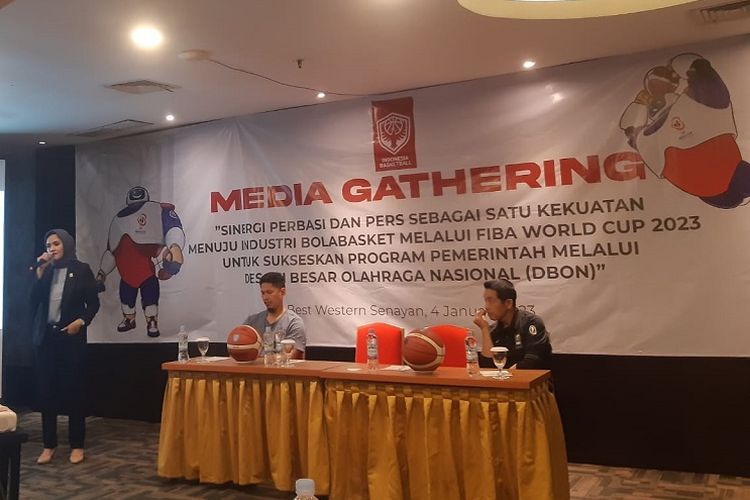 Suasana Media Gathering PP Perbasi di Hotel Best Western, Senayan, Jakarta, pada Rabu (4/1/2023).