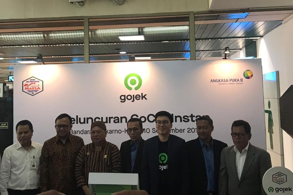 Peluncuran layanan Gocar Instant di Bandara Soekarno Hatta, Tangerang, Selasa (10/9/2019).