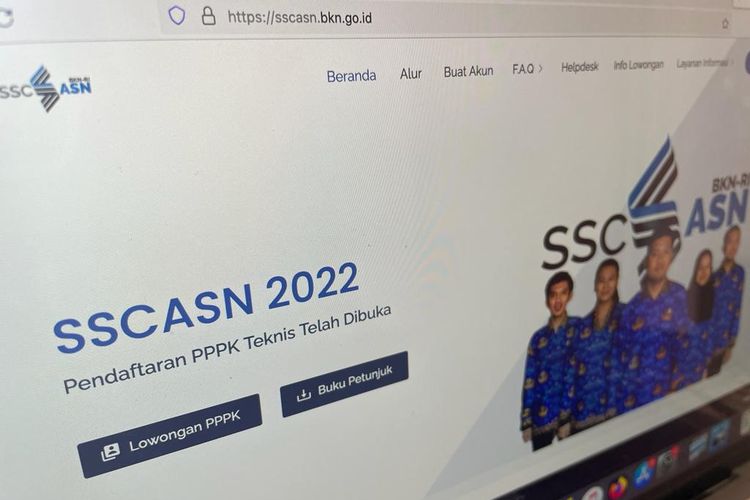 Tampilan halaman wesbite sscasn.bkn.go.id untuk pendaftaran PPPK Tenaga Teknis 2022.