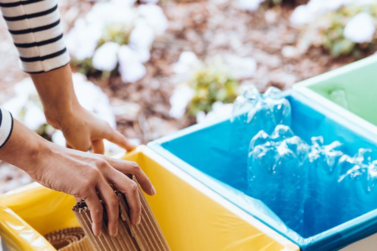 Ilustrasi pengelolaan sampah, memilah sampah. 