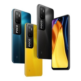 Poco M3 Pro 5G hadir dalam tiga varian warna, yakni Poco Yellow, Power Black, dan Cool Blue.