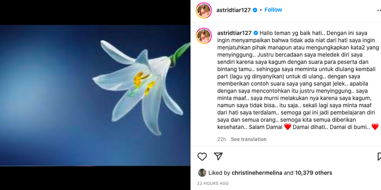 Permintaan maaf Astrid Tiar untuk Keisya Levronka