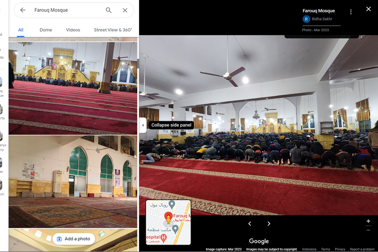Tangkapan layar Google Maps Masjid Faruoq, Al-Dana, Idlib, Suriah.