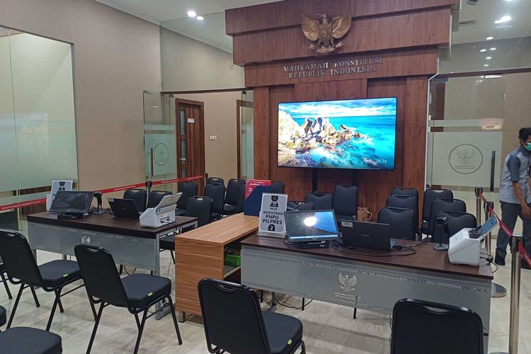 Tempat pendaftaran PHPU pilpres di Gedung Mahkamah Konstitusi, Rabu (20/3/2024).